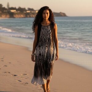 Black & White Zebra Print Women’s Cover-Up Maxi Dress